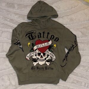 Ed Hardy Olive Tattoo Hoodie